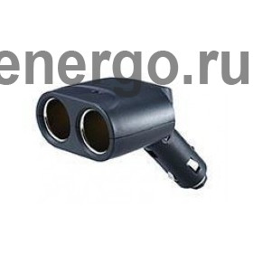 Зарядное устройство от прикуривателя автомобиля, c двумя гнездами - черное
