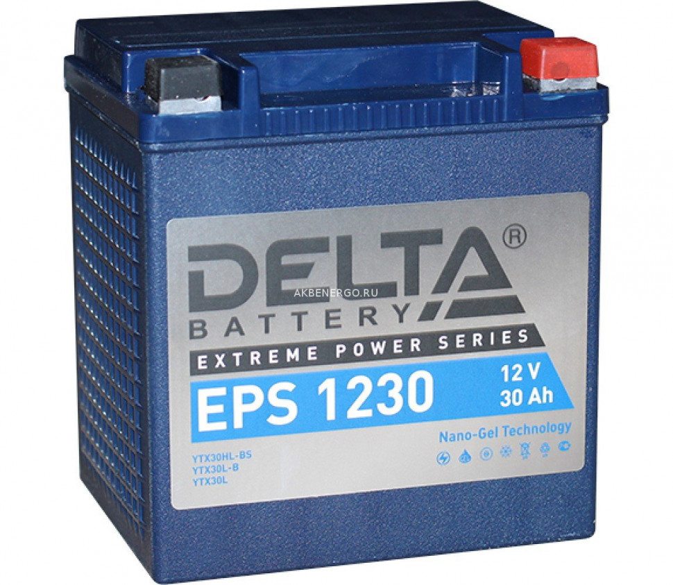 Мотоаккумулятор Delta EPS 1230 (YTX30L, YТX30L-BS, YB30L-B)