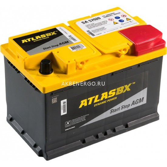 Аккумулятор Atlas AGM SA 57020 (аналог 31255132 volvo)