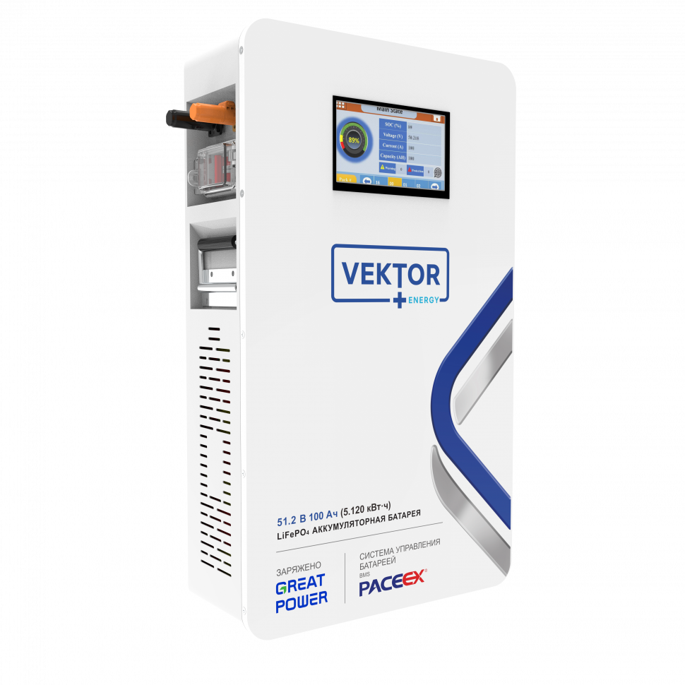Литий-ионный аккумулятор VEKTOR ENERGY LFP 51.2-100RW (51.2v 100ah)
