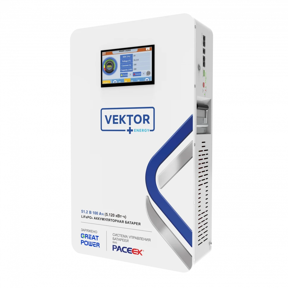 Литий-ионный аккумулятор VEKTOR ENERGY LFP 51.2-100RW (51.2v 100ah)