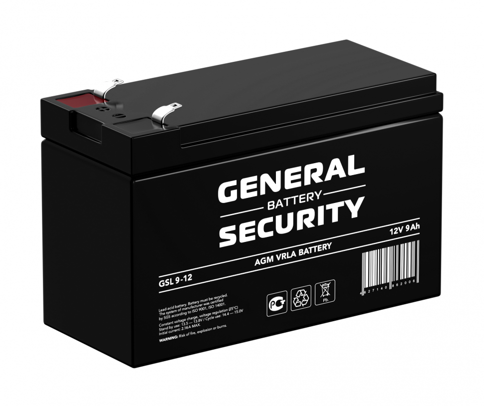 Аккумуляторная батарея General Security GSL 9-12 F2 для ИБП