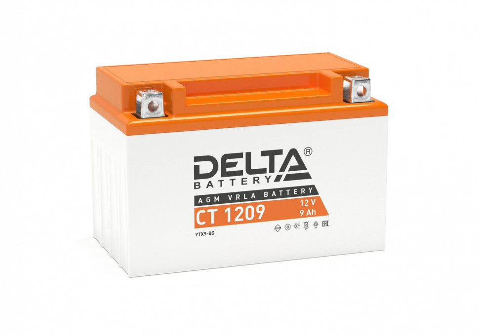 Мото аккумулятор Delta CT1209 AGM (YTX9-BS, YTX9)