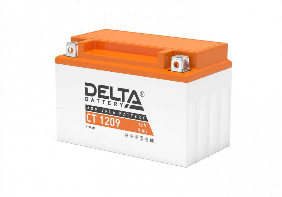 Мото аккумулятор Delta CT1209 AGM (YTX9-BS, YTX9)