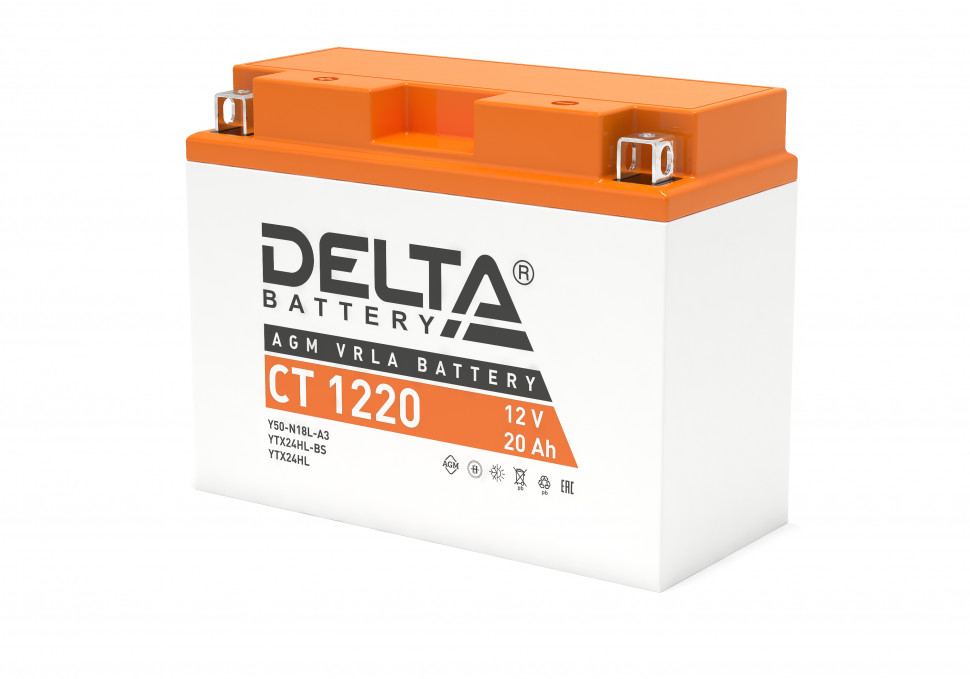 Мото аккумулятор Delta CT1220 AGM (Y50-N18L-A3, YTX24HL-BS, YTX24HL)