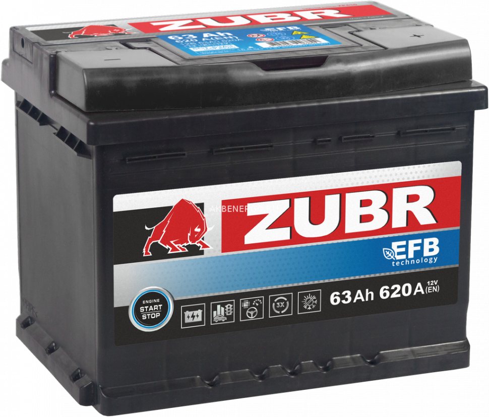 Автомобильный Аккумулятор ZUBR EFB 63.0