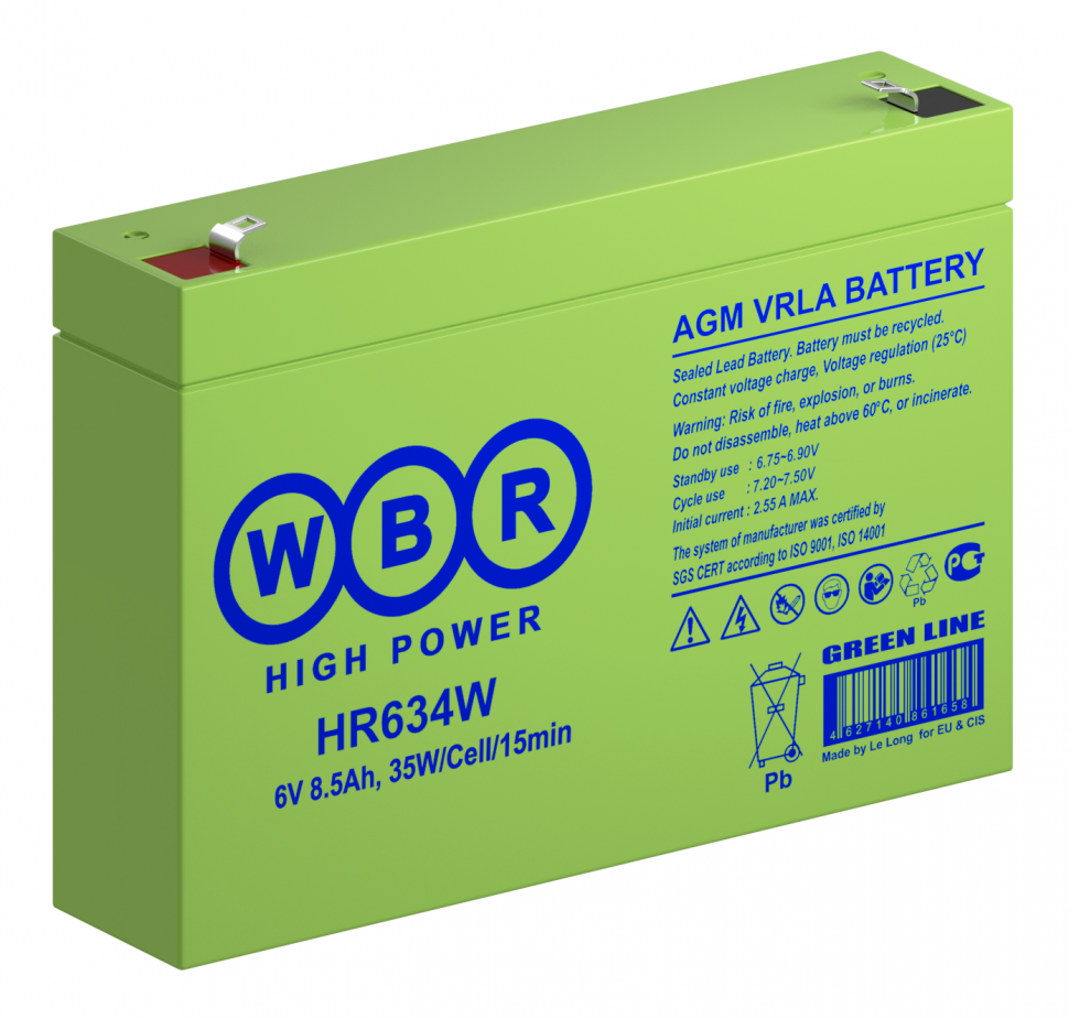 Аккумулятор WBR HR634W (6в 8.5ач)