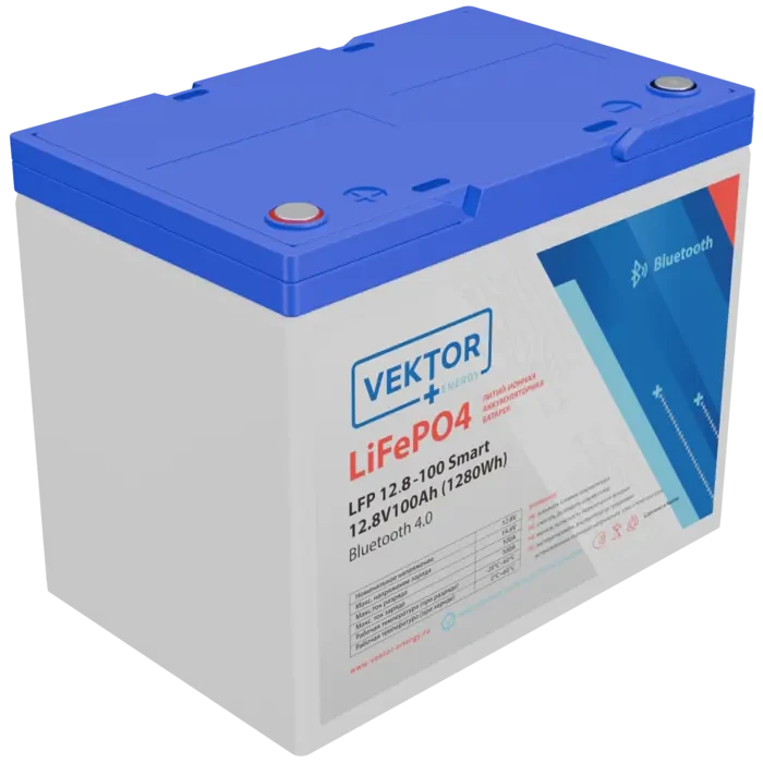Литий-ионный аккумулятор Vektor LFP BLOCK 12.8-100 Smart (12v 100ah)