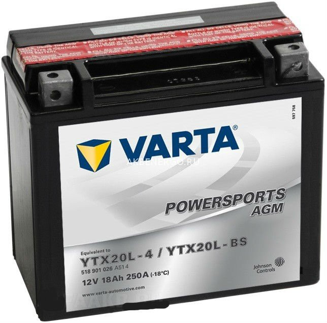 Аккумулятор мото Varta YTX20L-BS