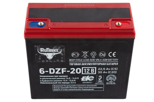 Тяговый аккумулятор Rutrike 6-DZF-20 (12V20A/H C3) Тяговый аккумулятор Rutrike 6-DZF-20 (12V20A/H C3)