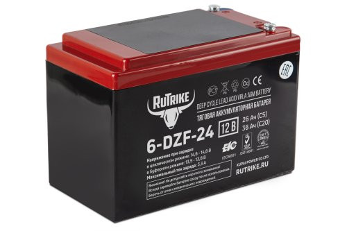 Тяговый аккумулятор Rutrike 6-DZF-24 (12V24A/H C5)