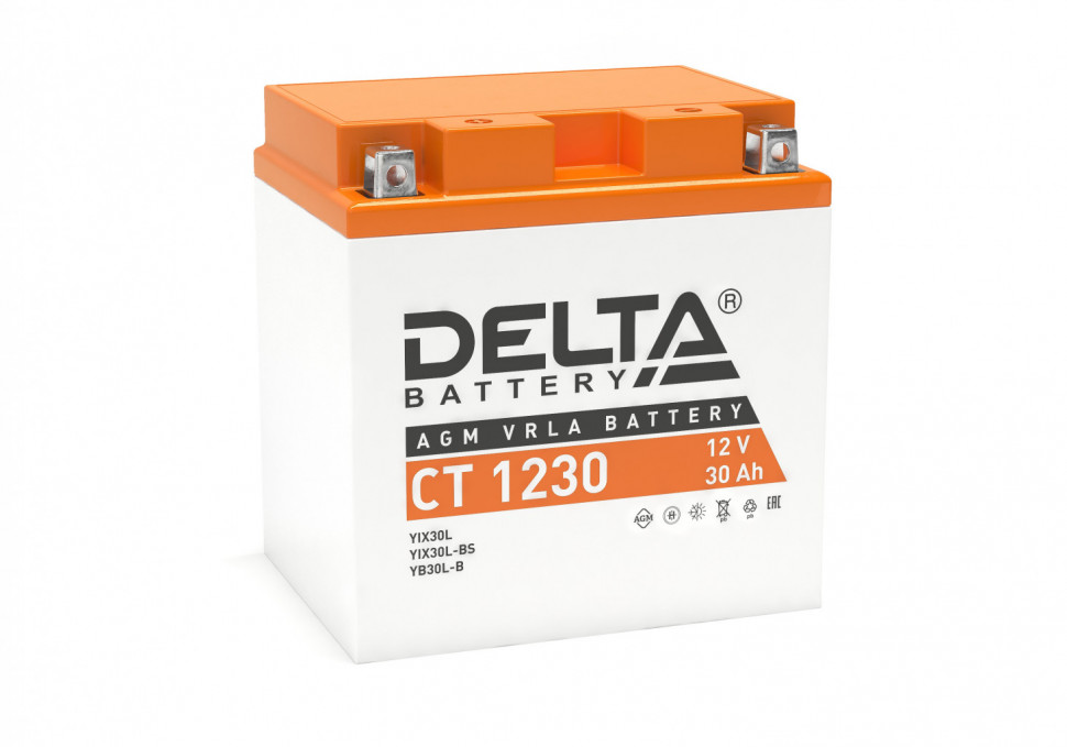 Мотоаккумулятор Delta CT 1230 AGM (YTX30L, YТX30L-BS, YB30L-B)