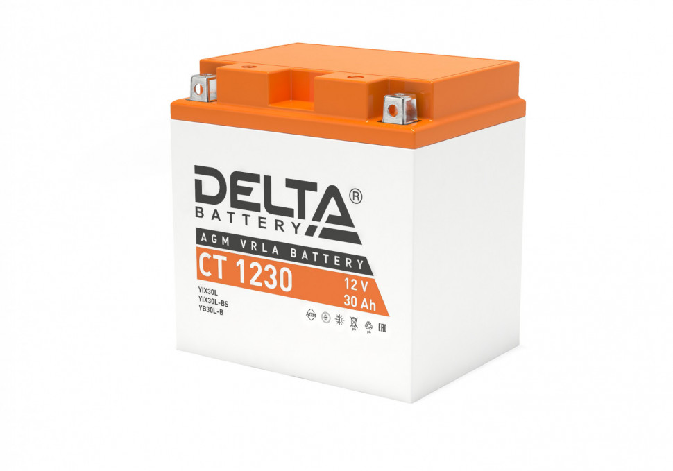 Мотоаккумулятор Delta CT 1230 AGM (YTX30L, YТX30L-BS, YB30L-B)
