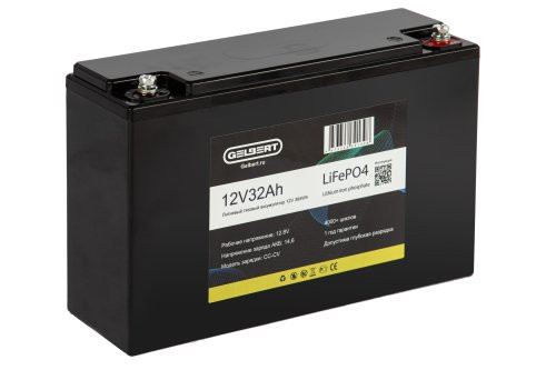 Литиевый тяговый аккумулятор Gelbert LiFePO4 (12V/32Ah/32A) [6-EVF-32]