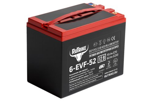 Тяговый аккумулятор Rutrike 6-EVF-52 (12V52A/H C5)