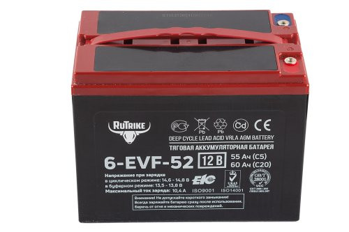Тяговый аккумулятор Rutrike 6-EVF-52 (12V52A/H C5)