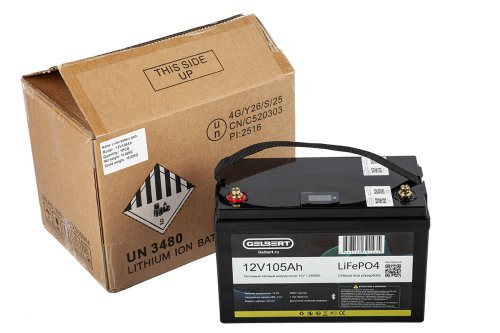 Литиевый тяговый аккумулятор Gelbert LiFePO4 (12V/105Ah/100А) [ 6-EVF-100] Bluetooth